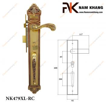 Khóa cửa sảnh cổ điển bằng đồng cao cấp cho cửa gỗ NK479XL-RC