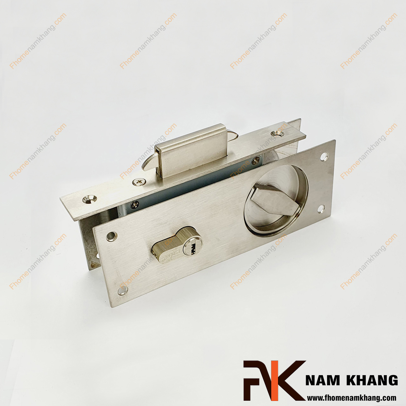 Khóa âm cửa lùa màu inox xước NK557-INOX được sản xuất từ inox cao cấp, là dòng khóa thông dụng và được ưa chuộng sử dụng tại thị trường Việt Nam.