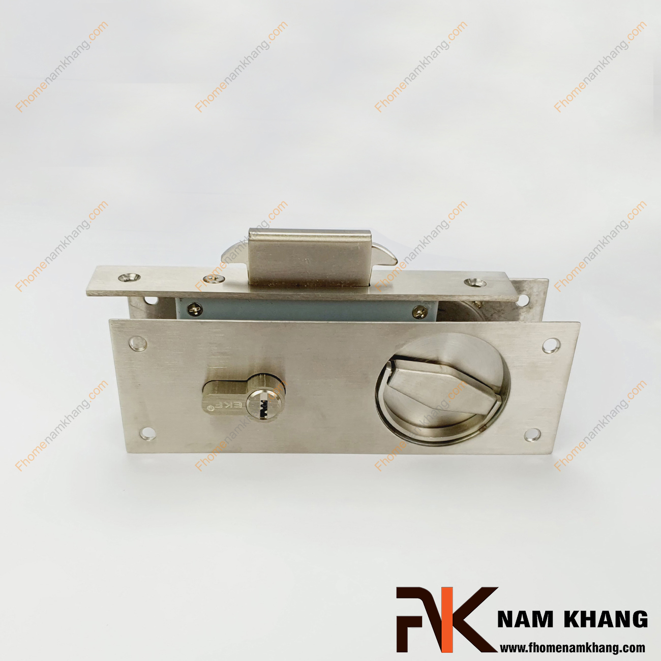 Khóa âm cửa lùa màu inox xước NK557-INOX được sản xuất từ inox cao cấp, là dòng khóa thông dụng và được ưa chuộng sử dụng tại thị trường Việt Nam.
