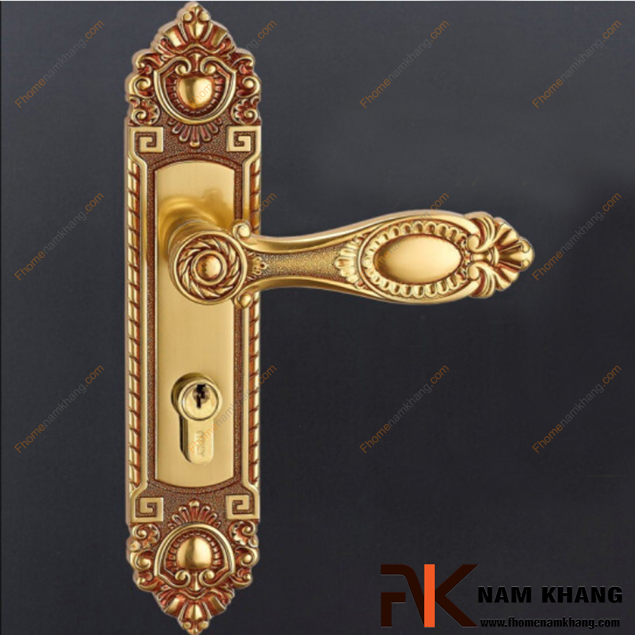 Khóa cửa thông phòng cổ điển bằng đồng cao cấp NK180M-RC có thiết kế tinh tế trên nền chất liệu đồng thau cổ điển.