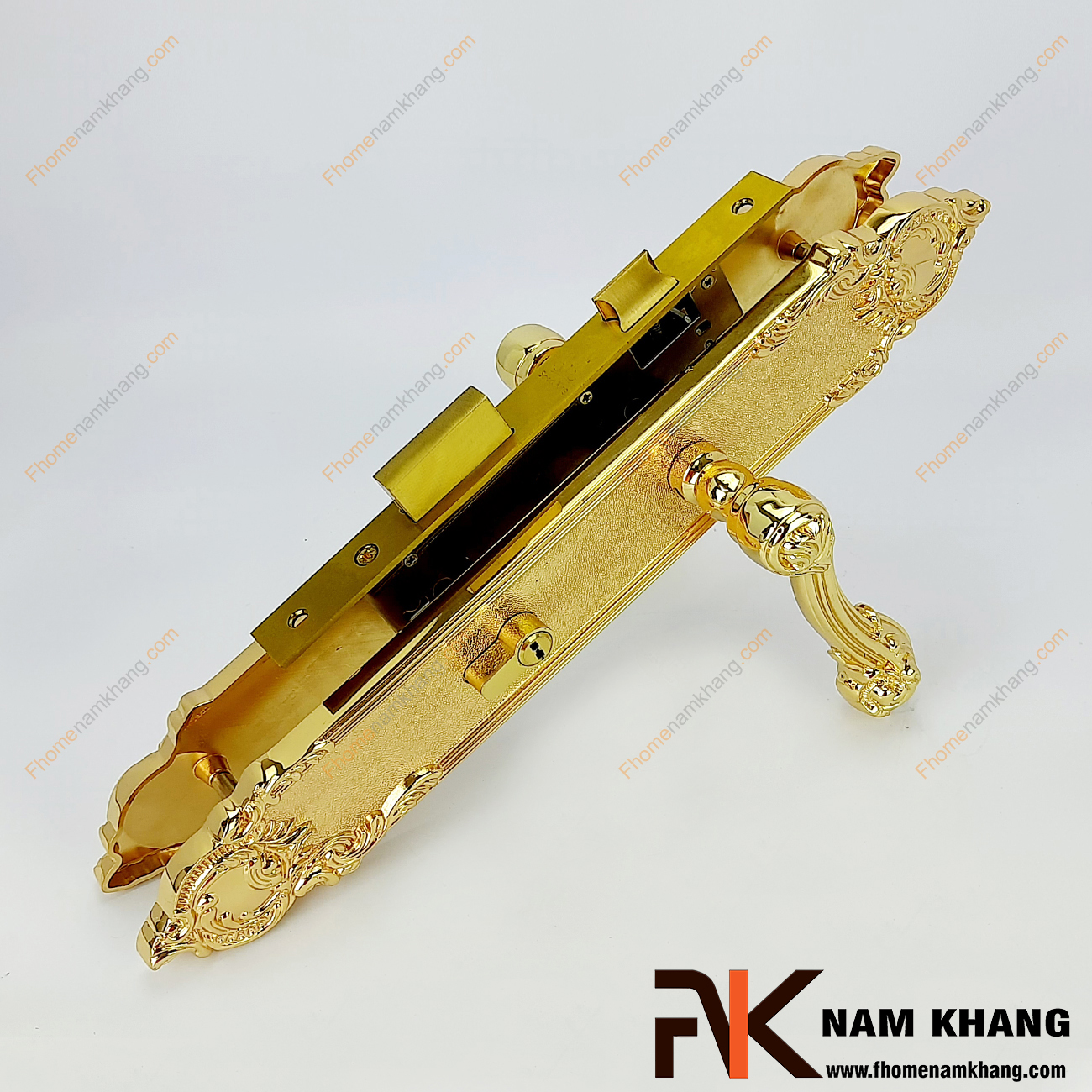 Khóa cửa chính bằng đồng vàng cao cấp NK192L-24K là một bộ sản phẩm khóa cửa cao cấp chuyên dùng cho các dạng cửa chính lớn, cửa cao cấp 2 cửa và 4 cửa.